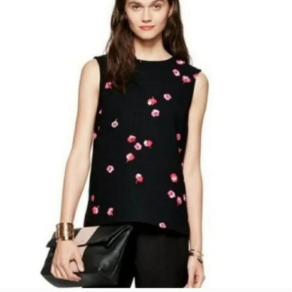 Kate Spade Cherry Blossom Sleeveless Top in Black